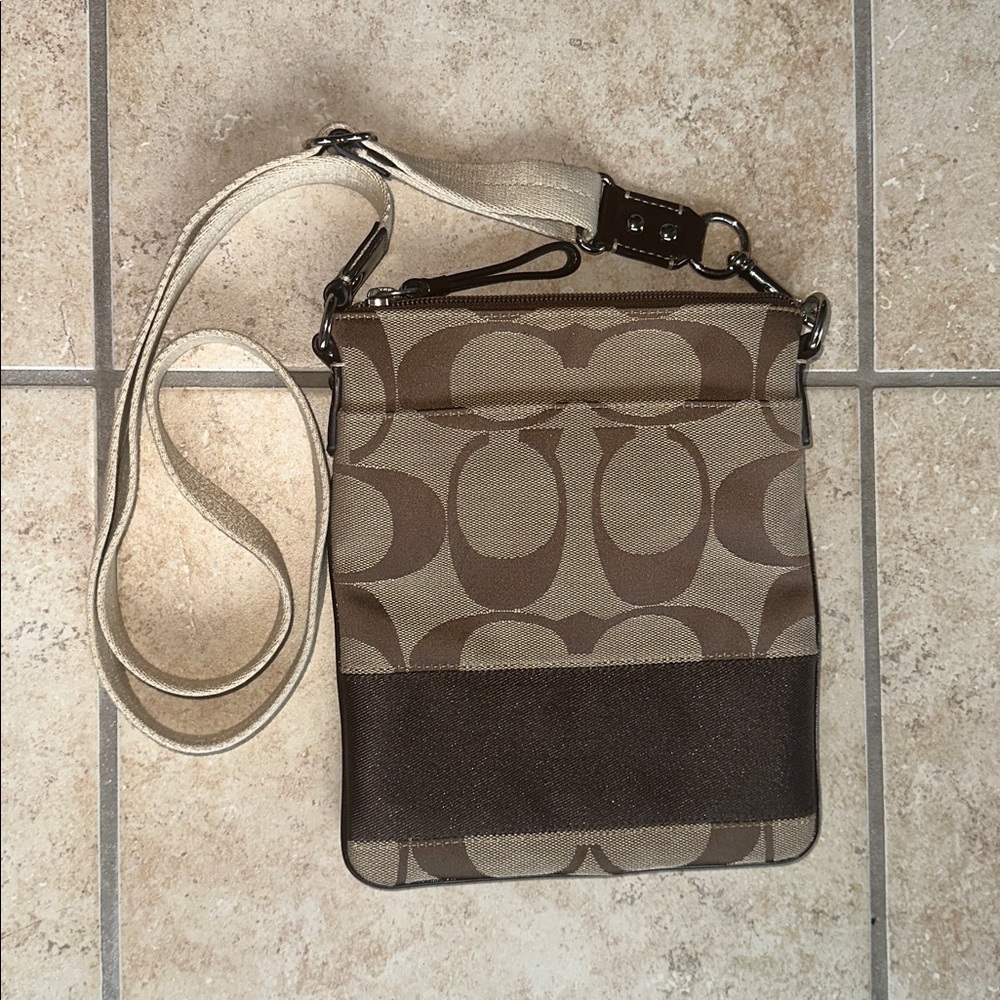 Coach Signature Brown Swingpack Crossbody Bag